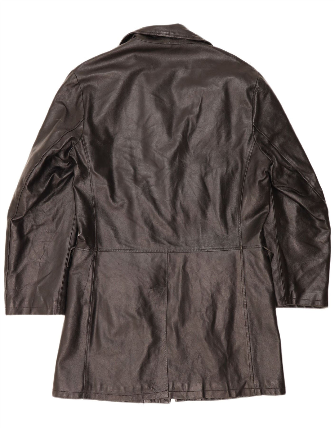 Maurizio Troiano Womens Leather Coat UK 16 Large Black Leather