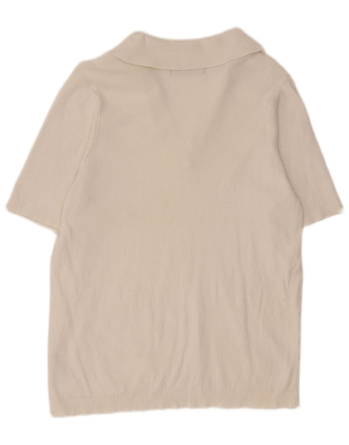 Marks & Spencer Womens Polo Shirt UK 14 Large White Cotton