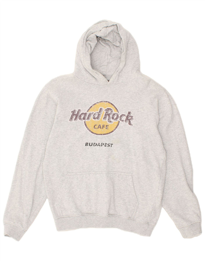 HARD ROCK CAFE Womens Budapest Graphic Hoodie Jumper UK 14 Medium Grey | Vintage Hard Rock Cafe | Thrift | Second-Hand Hard Rock Cafe | Used Clothing | Messina Hembry 