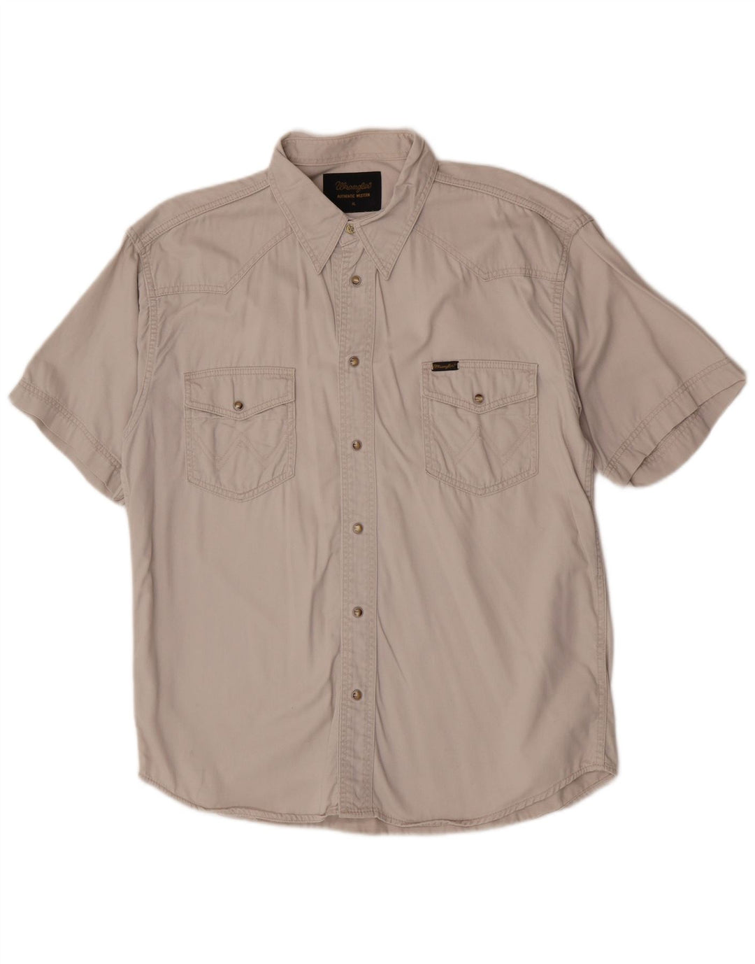 Wrangler Mens Western Short Sleeve Shirt XL Beige