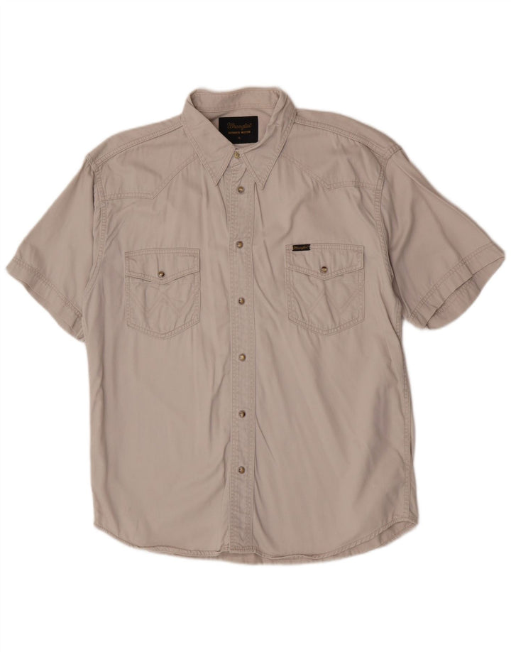 Wrangler Mens Western Short Sleeve Shirt XL Beige