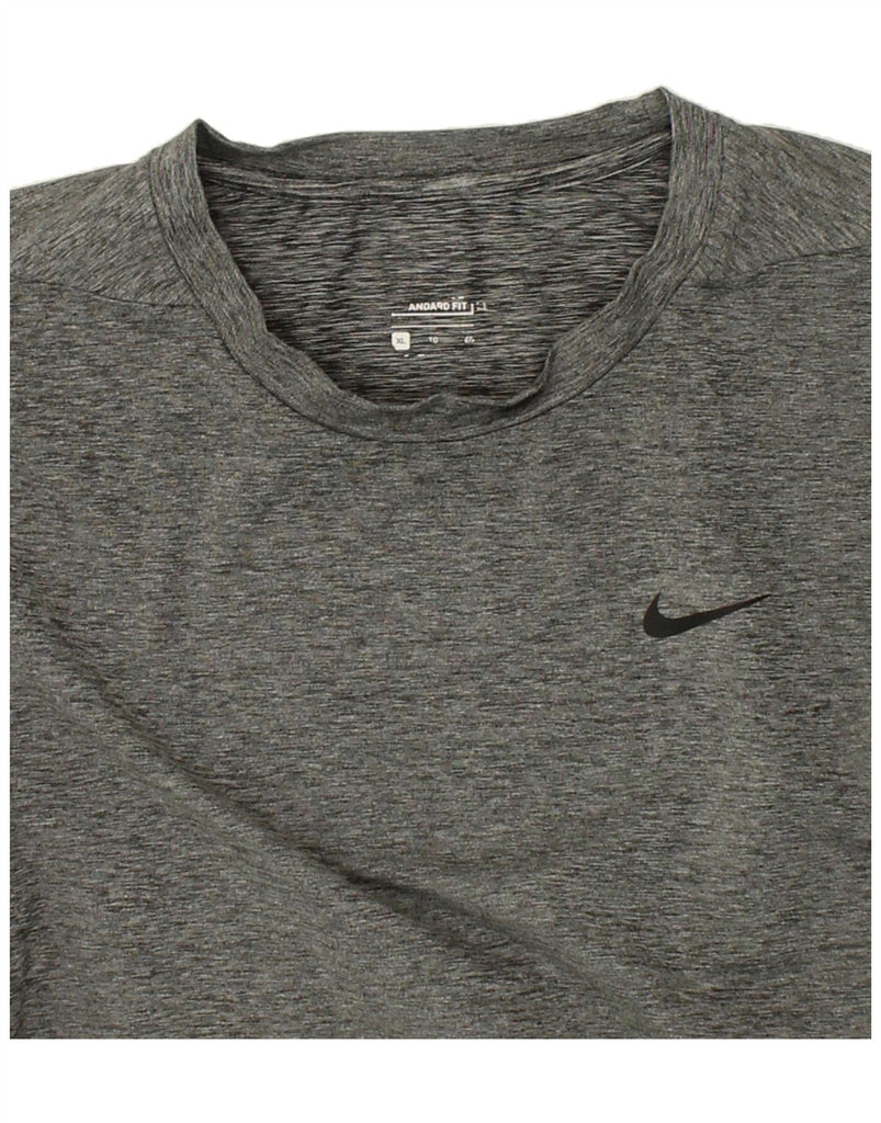 NIKE Mens Adams Fit Top Long Sleeve XL Grey Flecked Polyester | Vintage Nike | Thrift | Second-Hand Nike | Used Clothing | Messina Hembry 