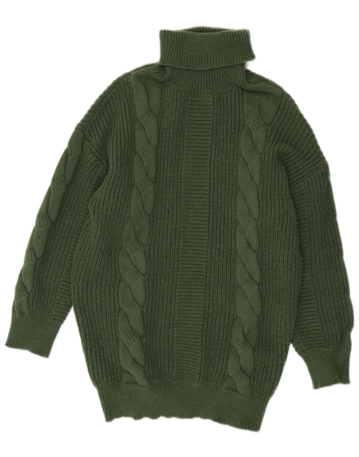 SHEIN Womens Oversized Roll Neck Jumper Sweater UK 14 Medium Green