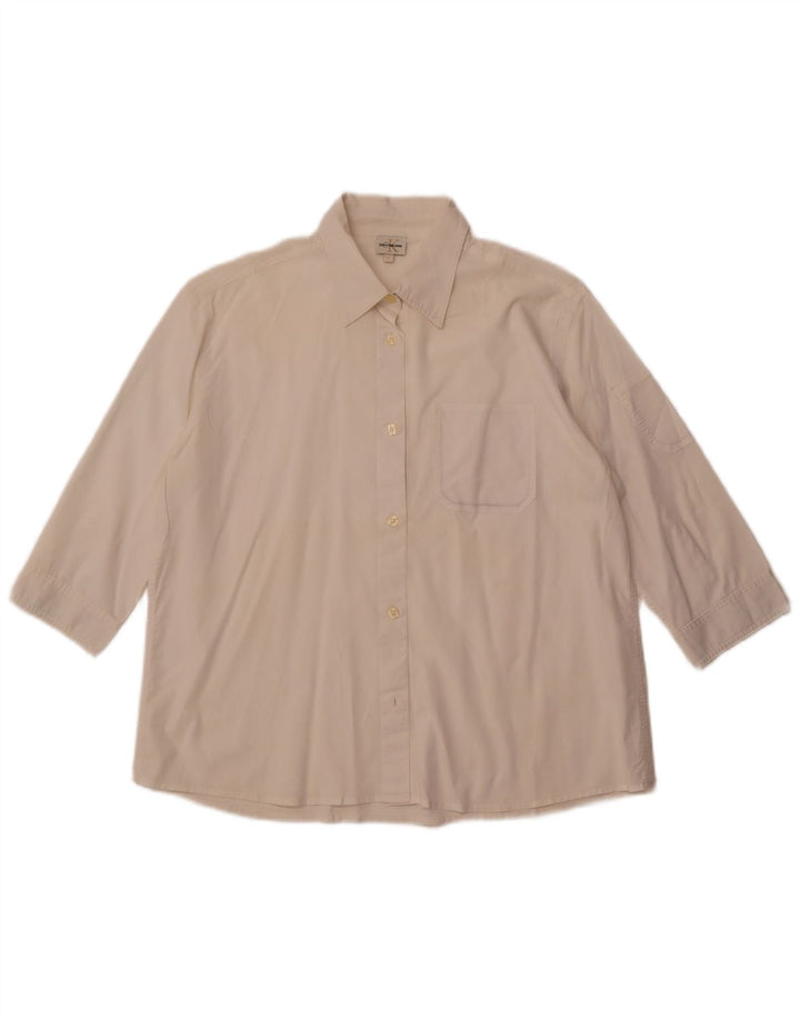 CALVIN KLEIN JEANS Womens 3/4 Sleeve Shirt UK 16 Large Off White