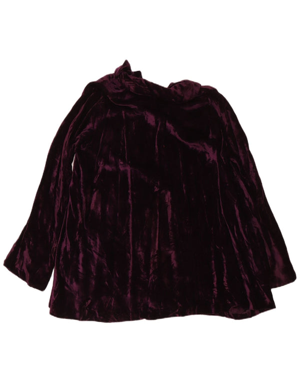 Vintage Womens Long Sleeve Velvet Tunic Dress UK 12 Medium Purple