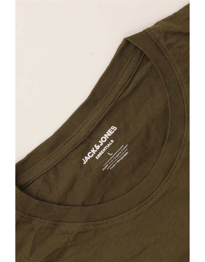 Jack & Jones Mens T-Shirt Top Large Khaki Cotton