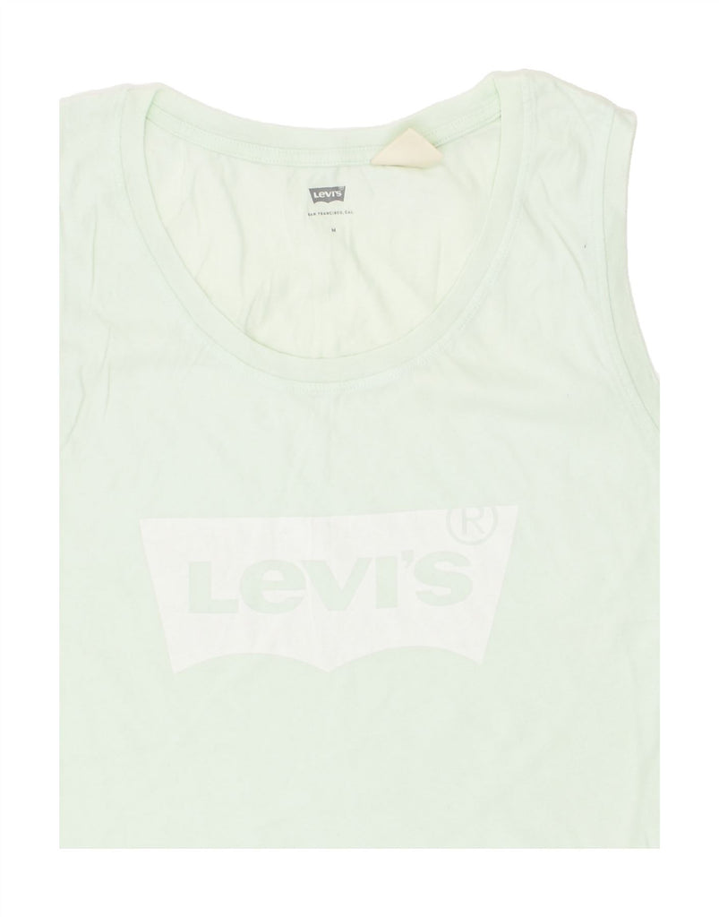 LEVI'S Womens Graphic Vest Top UK 12 Medium Green Cotton | Vintage Levi's | Thrift | Second-Hand Levi's | Used Clothing | Messina Hembry 