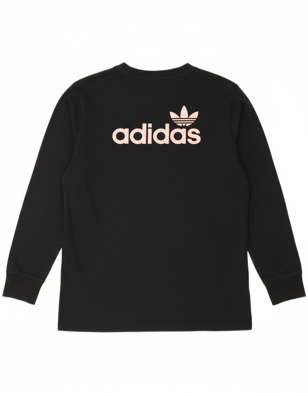 ADIDAS Womens Graphic Top Long Sleeve UK 12 Medium Black Cotton