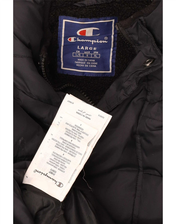 Champion Mens Hooded Padded Anorak Jacket UK 40 Large Black Polyamide