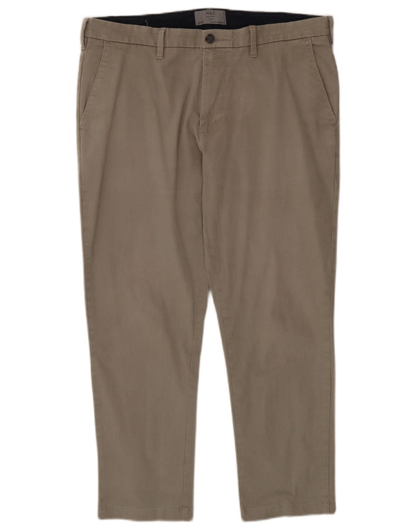 Marks & Spencer Mens Slim Fit Chino Trousers W36 L26 Beige Cotton