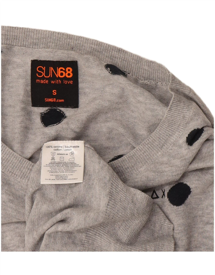 Sun68 Womens Short Sleeve Crew Neck Jumper Sweater UK 10 Small Grey