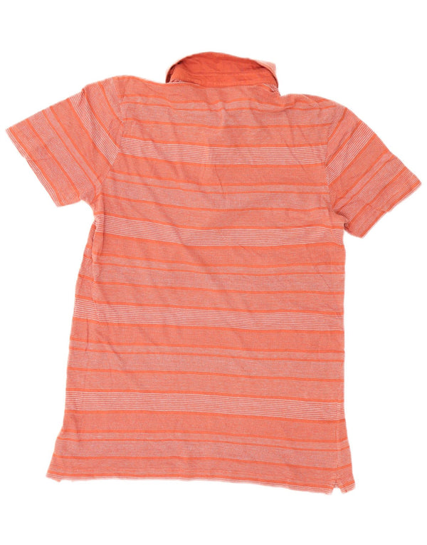 French Connection Mens Polo Shirt Large Orange Striped Cotton