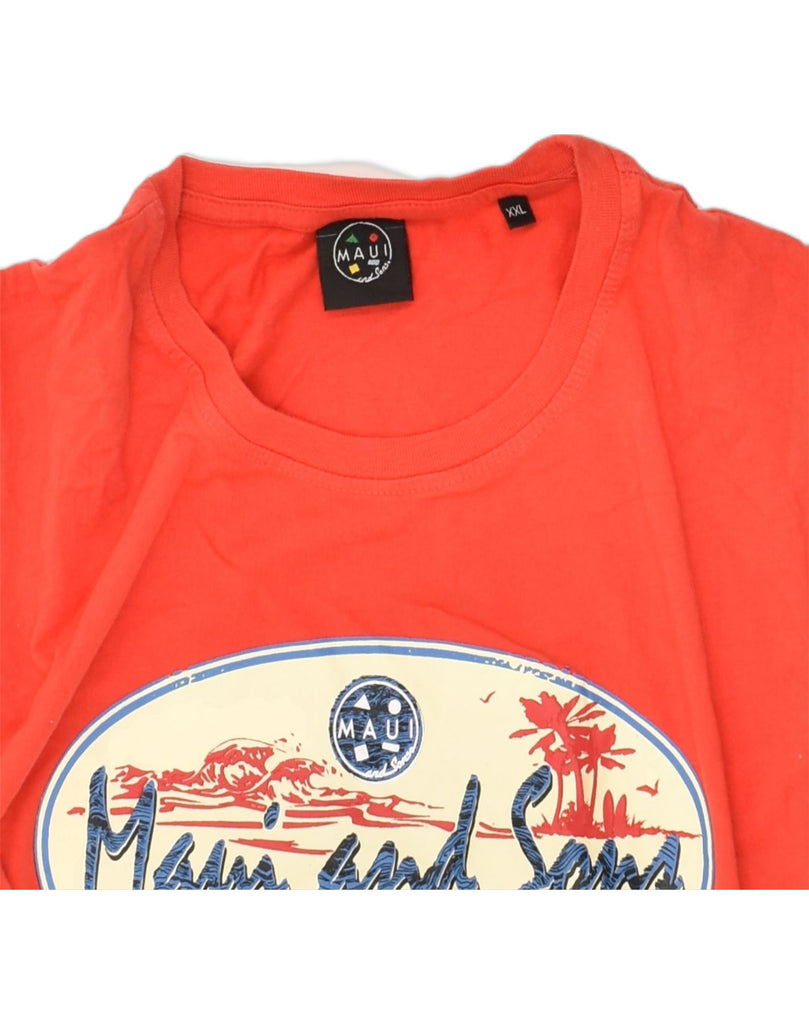 MAUI AND SONS Womens Graphic T-Shirt Top UK 20 2XL Red Cotton | Vintage Maui and Sons | Thrift | Second-Hand Maui and Sons | Used Clothing | Messina Hembry 