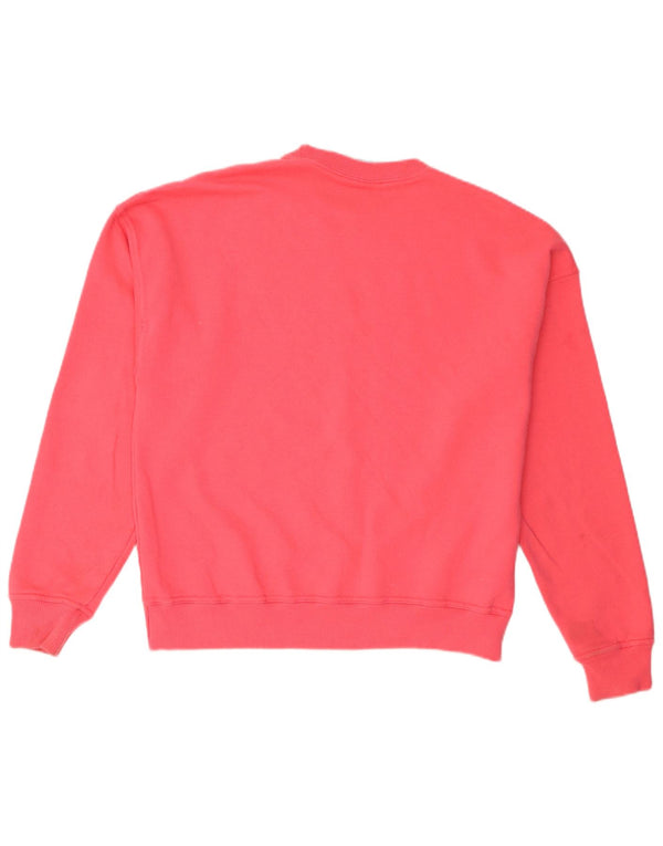 Champion Womens Graphic Oversized Sweatshirt Jumper UK 14 Medium Pink