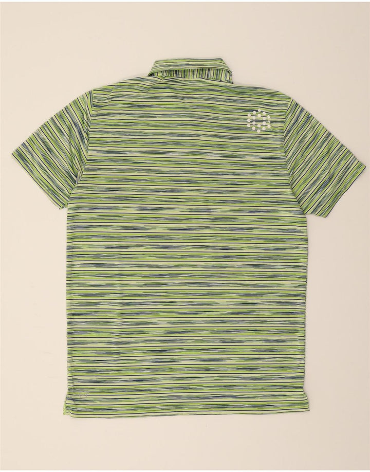 PUMA Mens Polo Shirt Large Green Striped Vintage Puma and Second-Hand Puma from Messina Hembry 