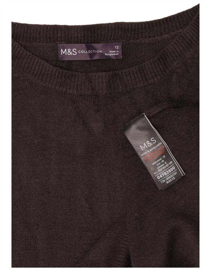 Marks & Spencer Womens Boat Neck Jumper Sweater UK 12 Medium Black Acrylic