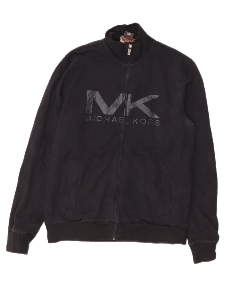 Michael Kors Mens Graphic Tracksuit Top Jacket Medium Black Cotton