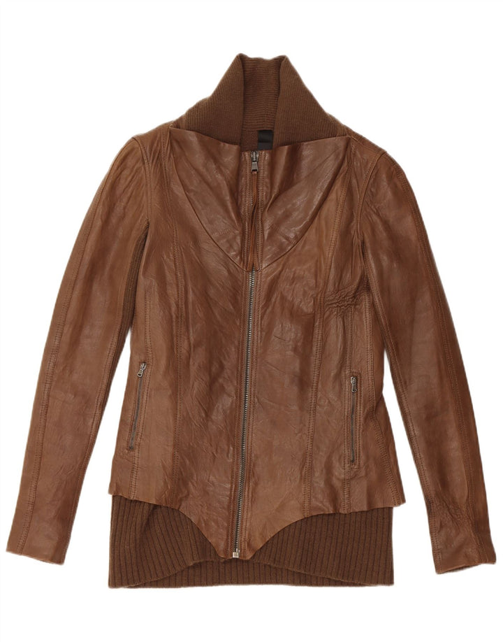 Vintage Womens Leather Jacket UK 10 Small Brown Leather