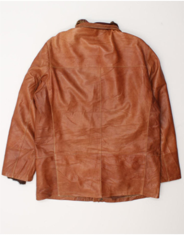 MARCO BALDASSARI Mens Leather Jacket UK 42 XL Brown