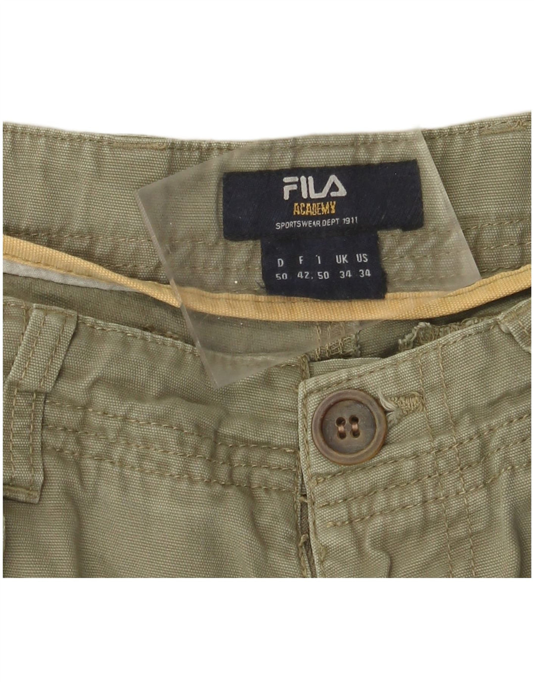 Fila Mens Cargo Shorts W34 Large Khaki