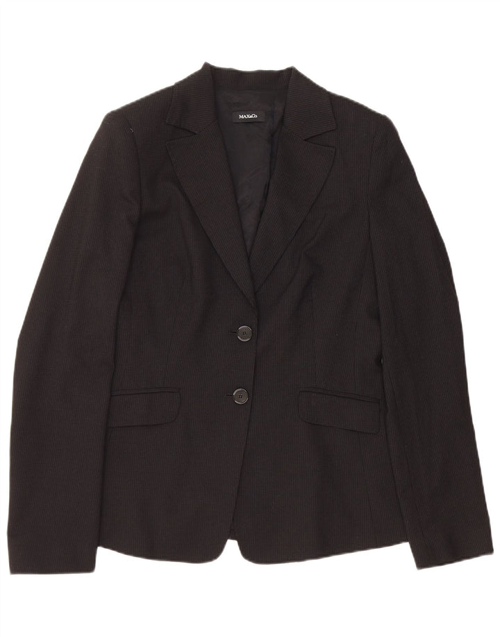 MAX & CO. Womens 2 Button Blazer Jacket UK 14 Large Black Pinstripe