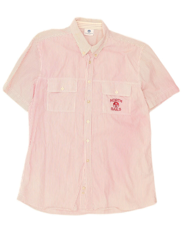 North Sails Mens Graphic Short Sleeve Shirt 2XL Pink Striped Cotton