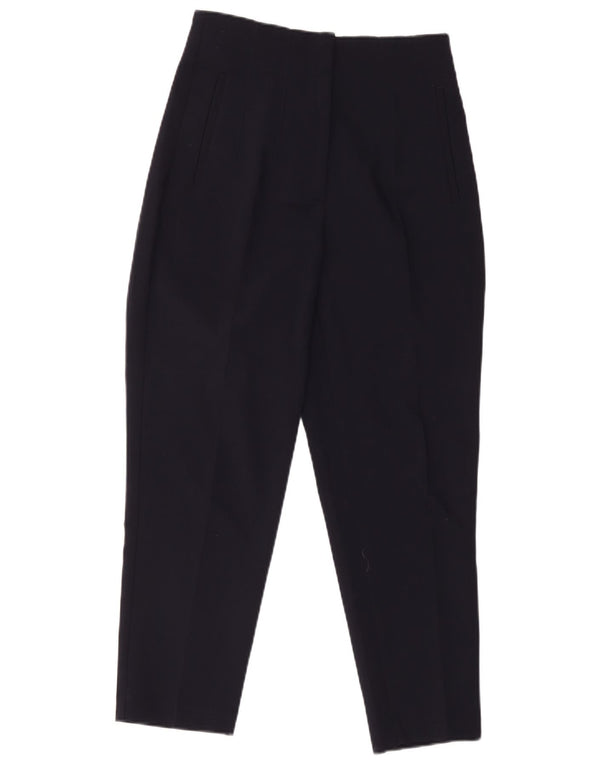 Zara Womens Crop Tapered Suit Trousers Medium W28 L26 Navy Blue Polyester