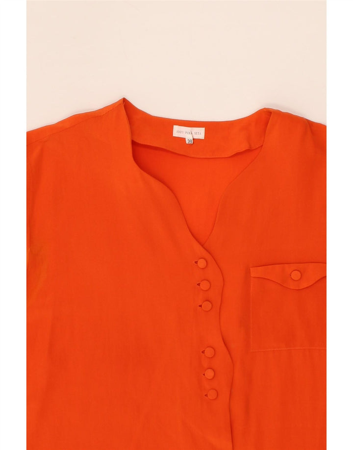 VINTAGE Womens Short Sleeve Shirt Blouse EU 38 Medium Orange Silk Vintage Vintage and Second-Hand Vintage from Messina Hembry 