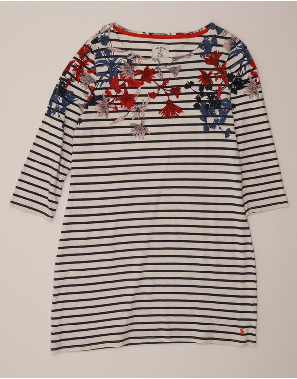 Joules Womens Graphic 3/4 Sleeve T-Shirt Dress UK 14 Medium White Striped