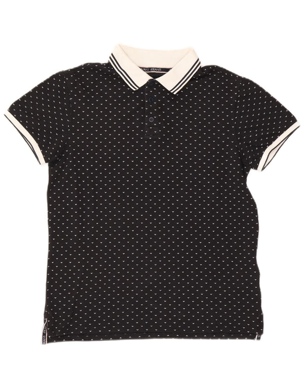 Armani Mens Regular Polo Shirt Small Black Spotted Cotton