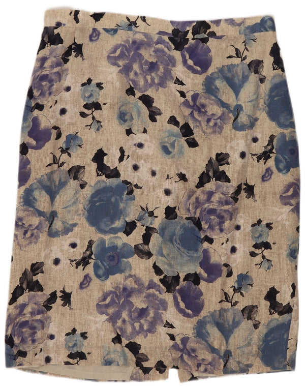 Vintage Womens Straight Skirt IT 48 XL W34 Multicoloured Floral Silk