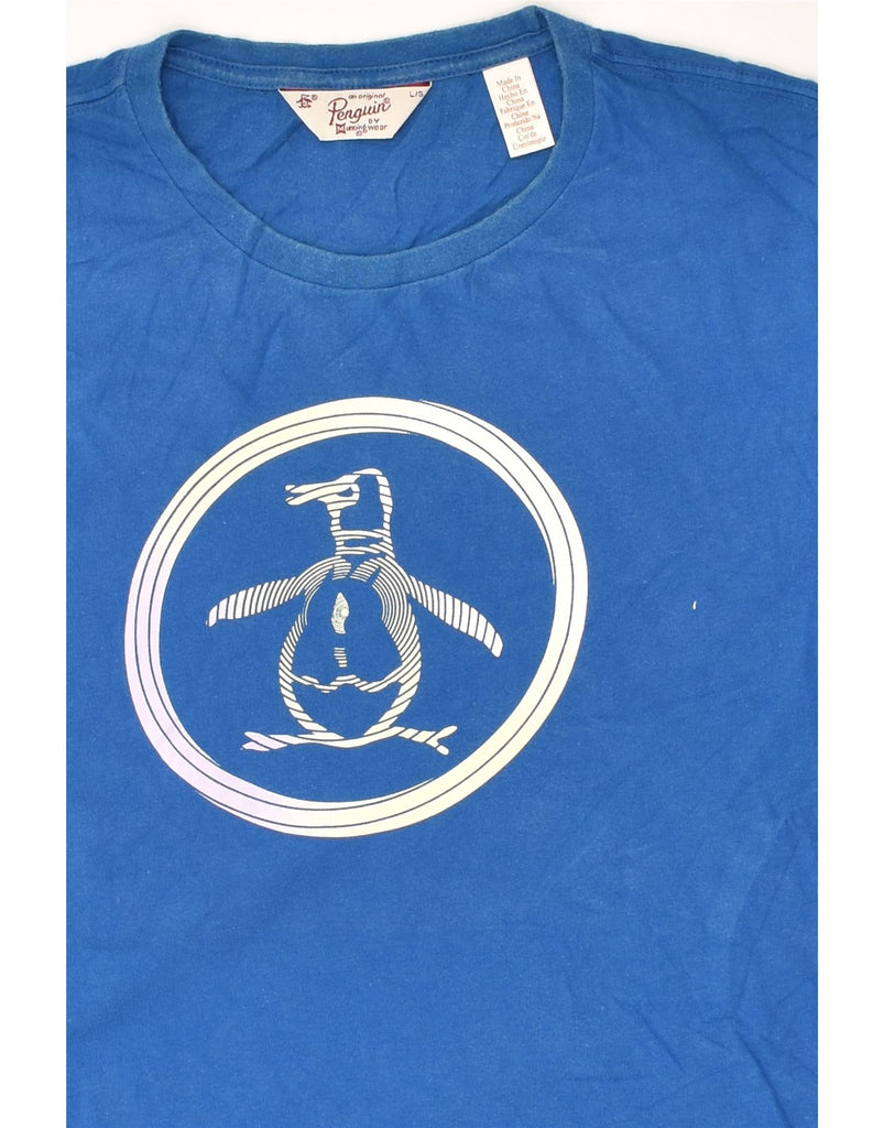 PENGUIN Mens Graphic T-Shirt Top Large Blue Cotton | Vintage Penguin | Thrift | Second-Hand Penguin | Used Clothing | Messina Hembry 