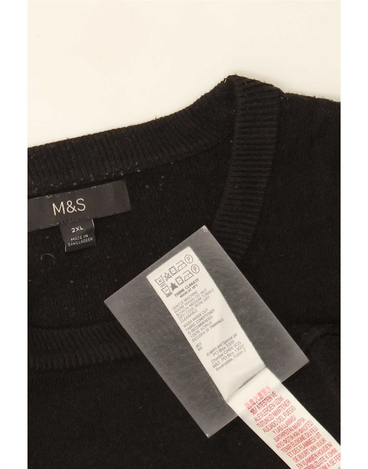 Marks & Spencer Mens Crew Neck Jumper Sweater 2XL Black Acrylic