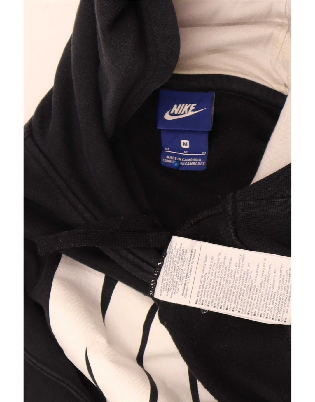 Nike Mens Graphic Hoodie Jumper Medium Black Cotton