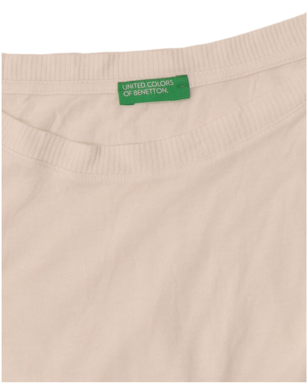 BENETTON Womens Boat Neck Jumper Sweater UK 14 Medium White