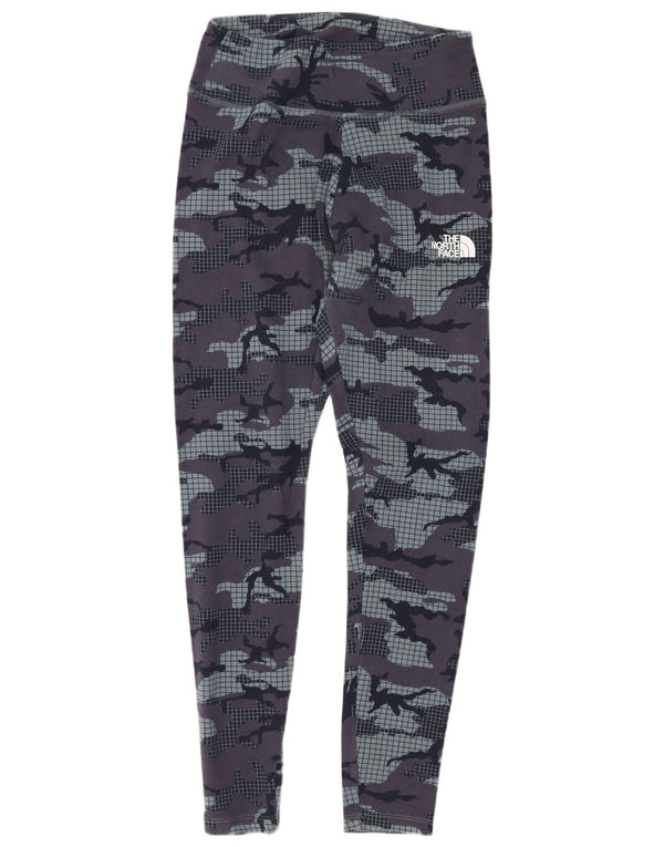 The North Face Womens Leggings UK 12 Medium Navy Blue Camouflage Cotton