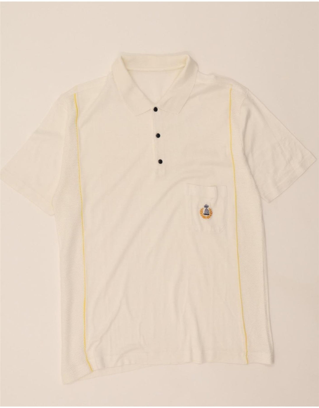 VINTAGE Mens Polo Shirt Medium White Cotton Vintage Vintage and Second-Hand Vintage from Messina Hembry 