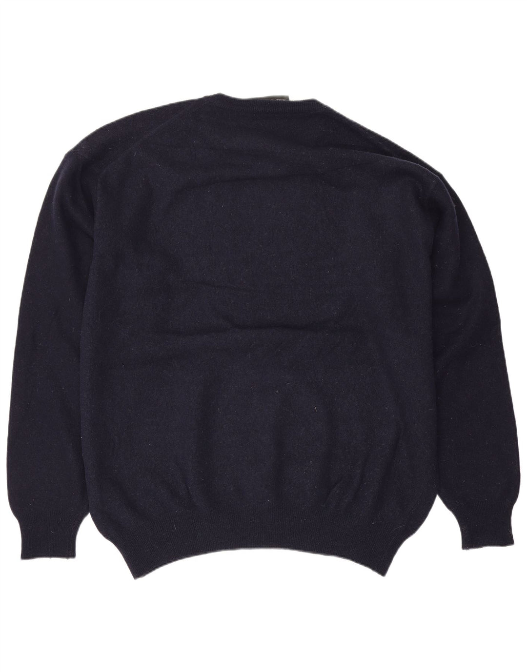 Zara Mens Crew Neck Jumper Sweater XL Navy Blue Wool