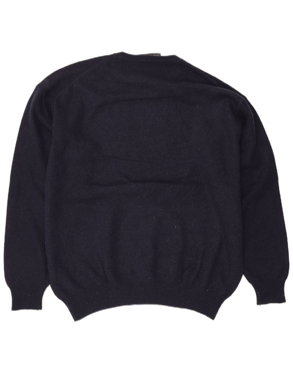 Zara Mens Crew Neck Jumper Sweater XL Navy Blue Wool