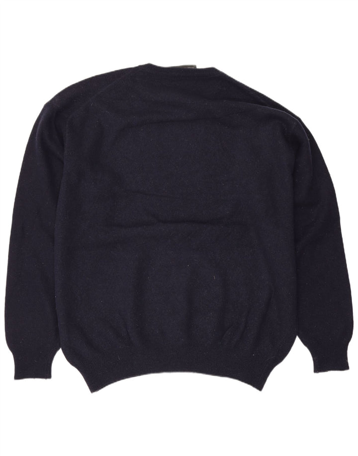 Zara Mens Crew Neck Jumper Sweater XL Navy Blue Wool