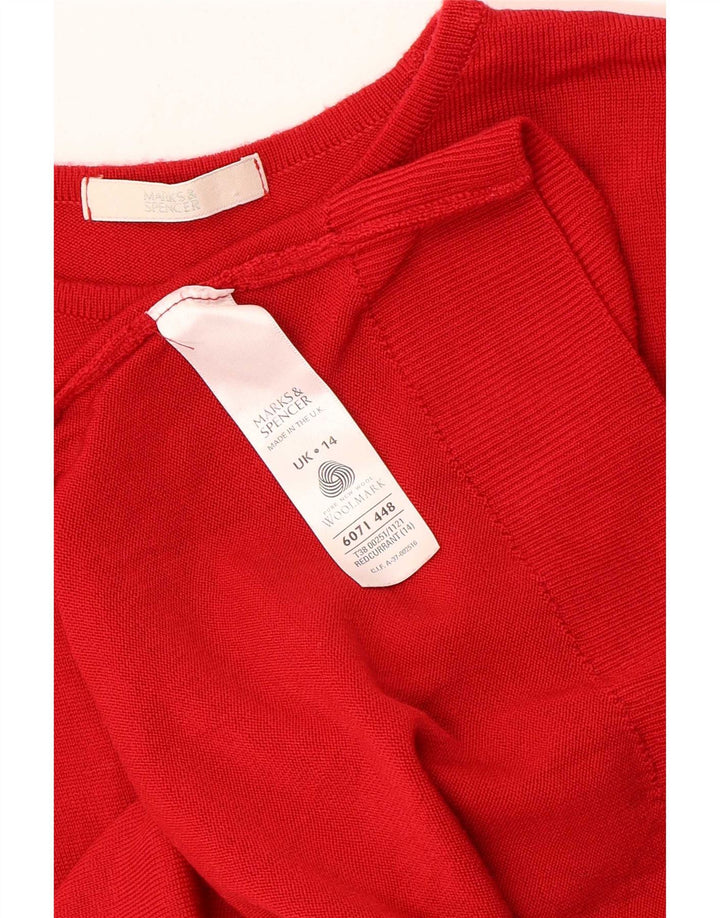 Marks & Spencer Womens Boat Neck Jumper Sweater UK 14 medium Red Wool