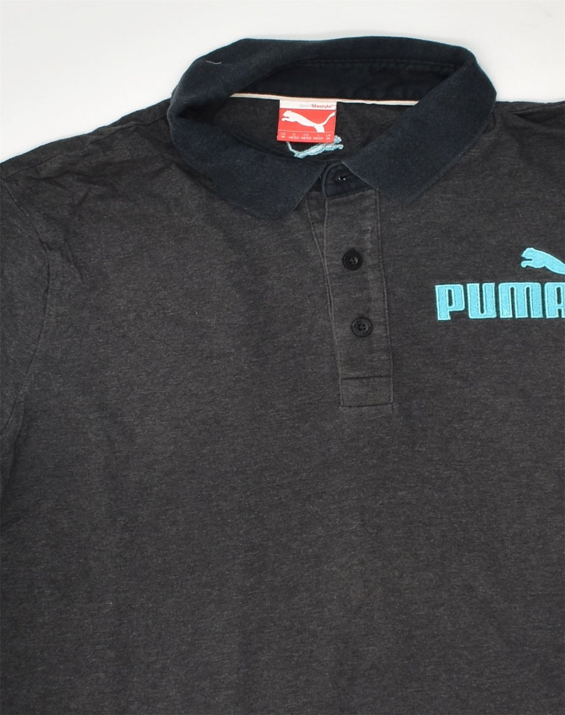 PUMA Mens Polo Shirt Medium Grey Cotton | Vintage Puma | Thrift | Second-Hand Puma | Used Clothing | Messina Hembry 