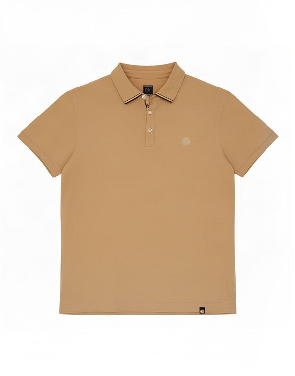 Pretty Green Mens Polo Shirt Large Beige Cotton