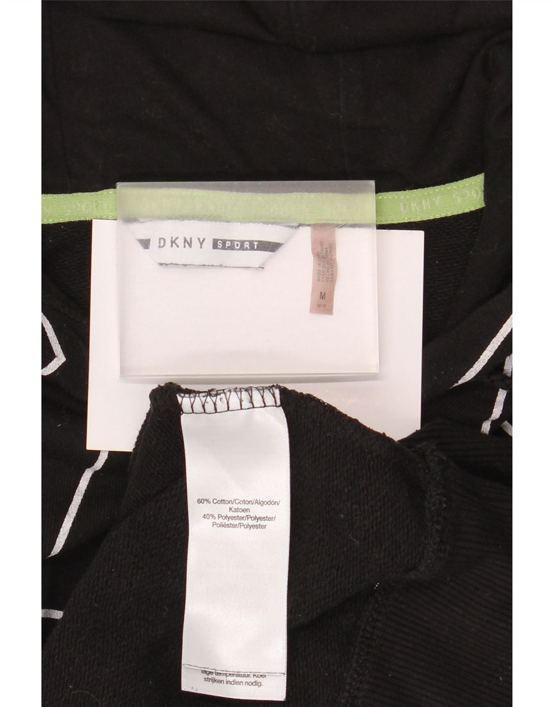 Dkny Womens Oversized Graphic Longline Hoodie Jumper UK 14 Medium Black