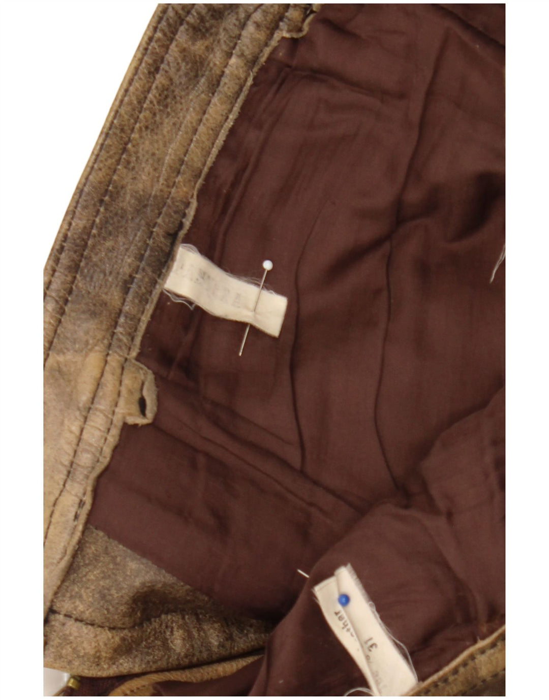 Pantera Mens Leather Trousers Size 31 W31 L33 Brown Leather