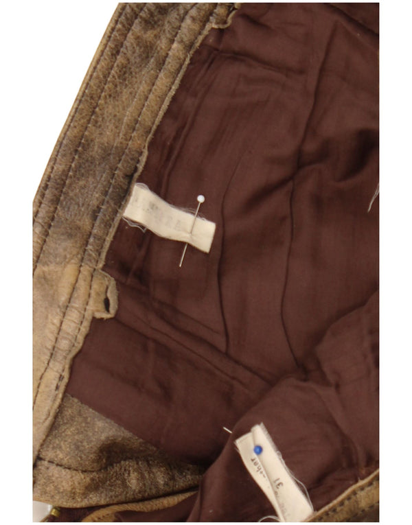Pantera Mens Leather Trousers Size 31 W31 L33 Brown Leather