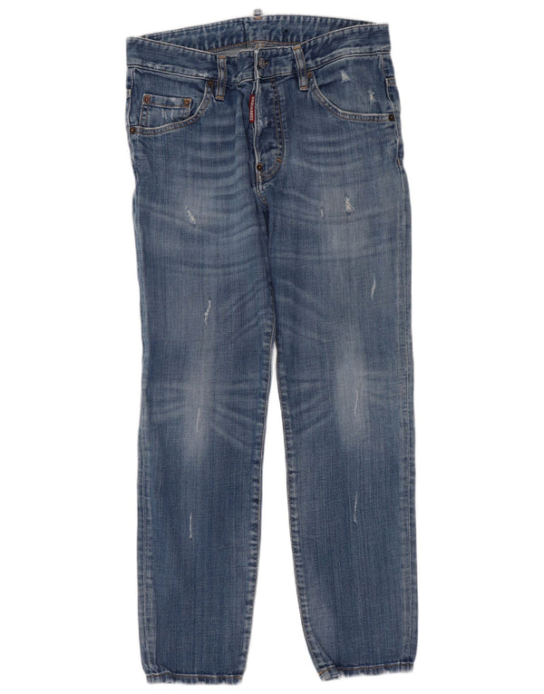 Dsquared2 Womens Distressed Crop Slim Jeans IT 48 XL W32 L27 Blue Cotton