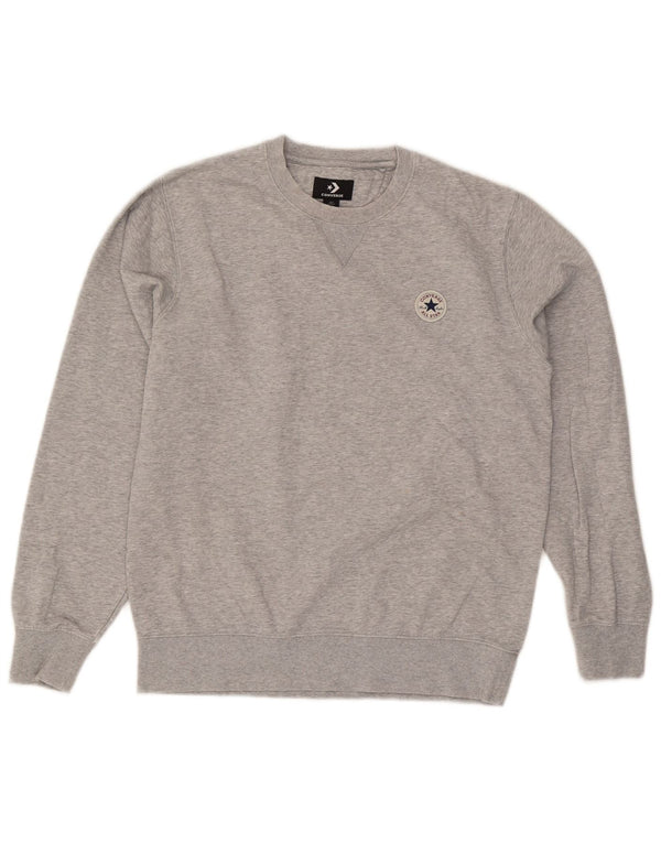 Converse Mens Chuck Taylor Sweatshirt Jumper Small Grey Flecked Cotton