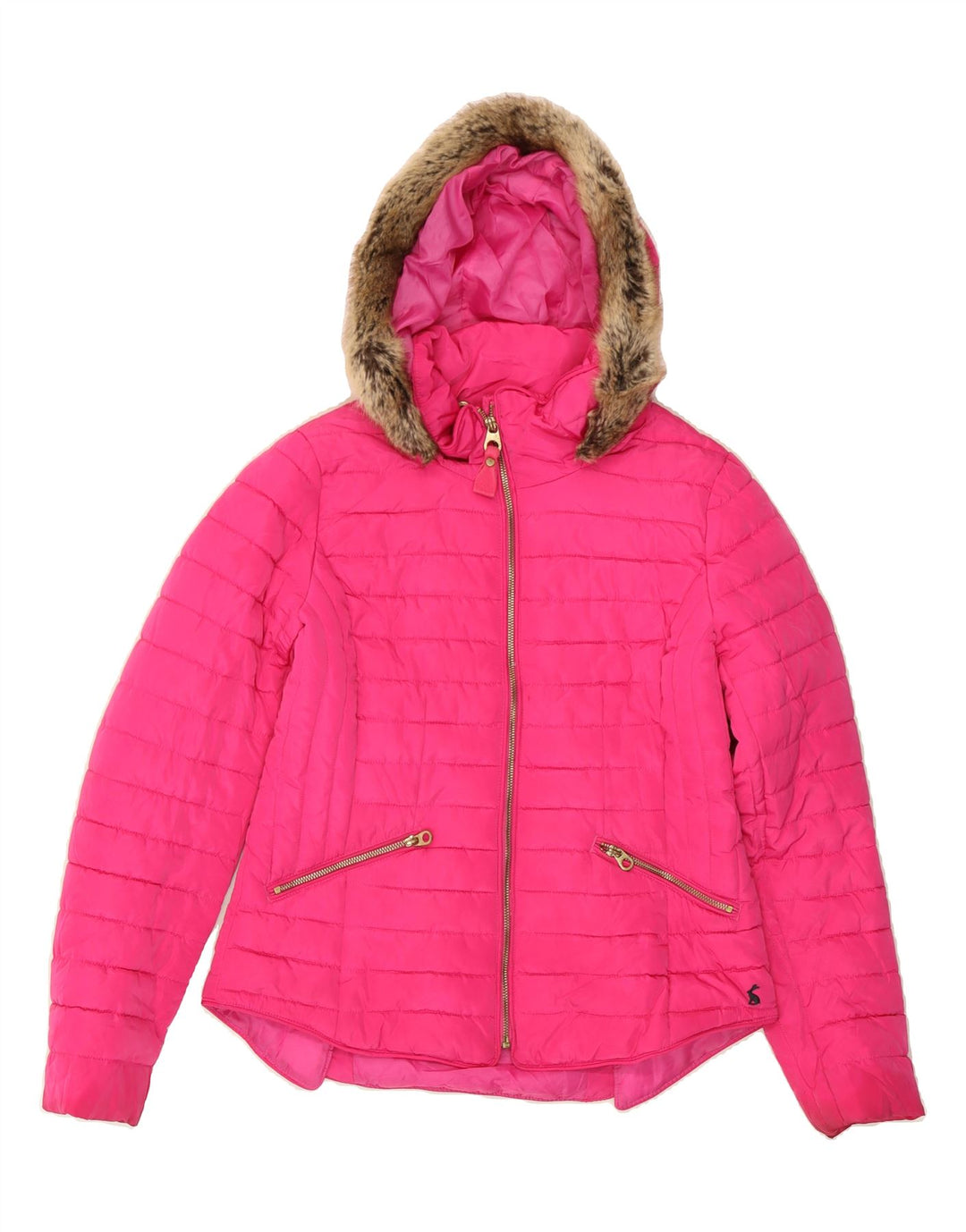 JOULES Womens Hooded Windbreaker Jacket UK 12 Medium Pink Polyester Vintage Joules and Second-Hand Joules from Messina Hembry 
