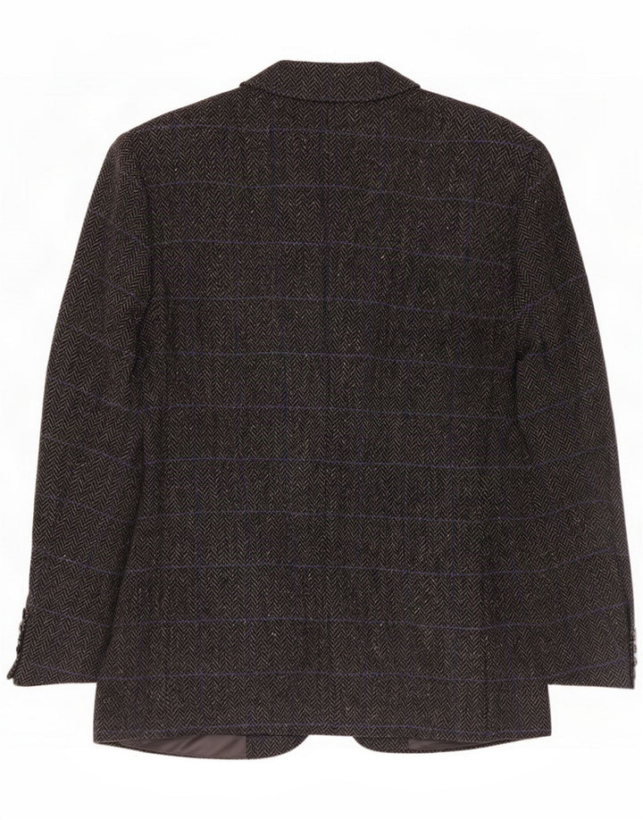 Vintage Mens 3 Button Blazer Jacket IT 48 Medium Grey Herringbone Wool